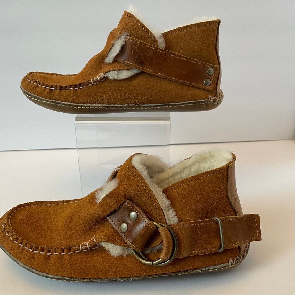 Quoddy Original Ring Boot, toffee suede, shearling lined